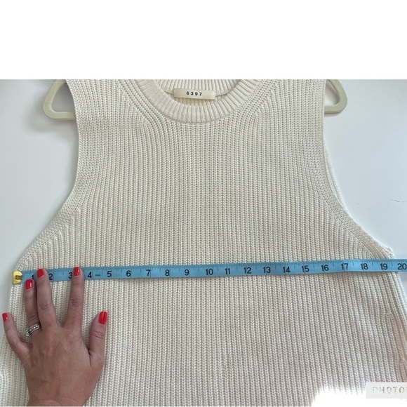 6397 Sleeveless Ribbed Tunic in Ivory Organic Cotton Cashmere Blend Shirt Top - Picture 14 of 14